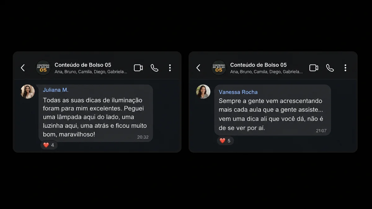 Depoimento de aluna na oficina ao vivo
