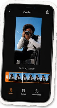 Maykon na tela do celular, no app de edição